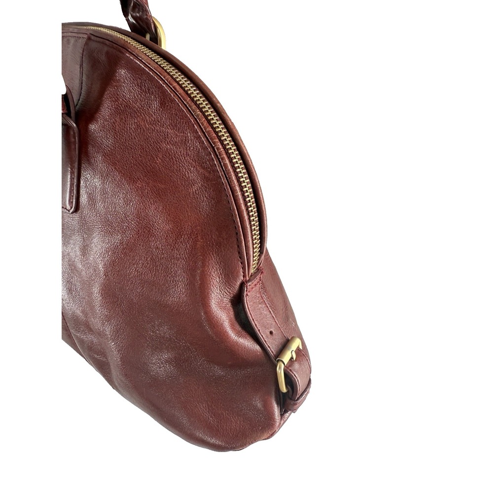 Latico Leathers Burgundy Leather Dome Shoulder Bag Gold Hardware Satchel Red - Picture 5 of 12